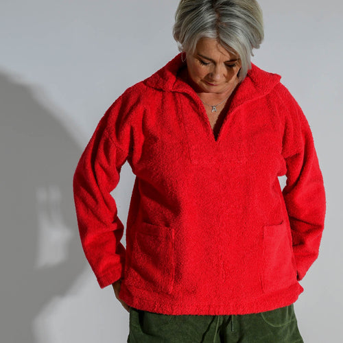 Towelling artist smock soft and snuggly wardrobe essential